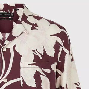 AllSaints Jardin short sleeve shirt in oxblood Men's Medium (*USED)
